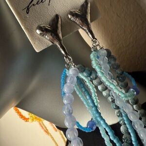 Free People Silver and Blue Beaded Earrings